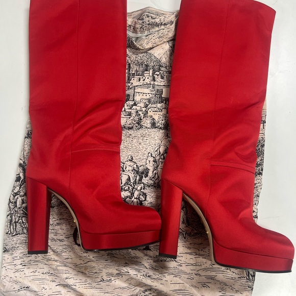 Gucci red ribbed boots new 38 E103 - Picture 6 of 7